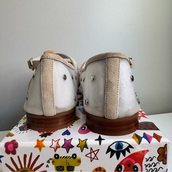 New Jeffrey Campbell Cream Beige Mesh Studd Flats Suede Piping Women's size 10 - Picture 4 of 8